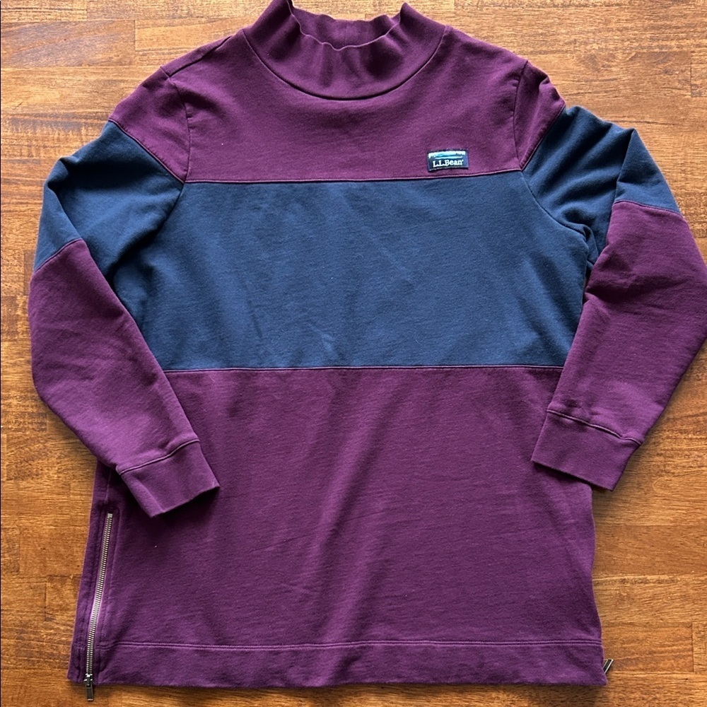 L.L. Bean Women’s Size 1X Color Block Pullover with Side Zips Preppy Casual Top‍